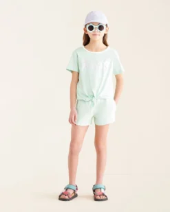 Girls Floral Tie T-Shirt -Apinxe Style 29020577 34B b