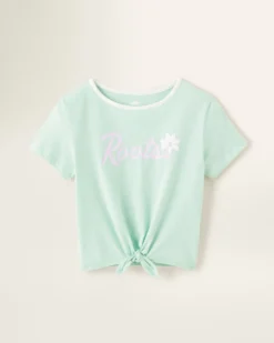 Girls Floral Tie T-Shirt -Apinxe Style 29020577 34B c