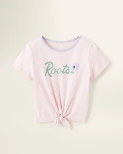 Girls Floral Tie T-Shirt -Apinxe Style 29020577 C54 b