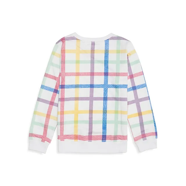 Girl's Multicolour Plaid Knit Top 2 Girl's Multicolour Plaid Knit Top - Image 2
