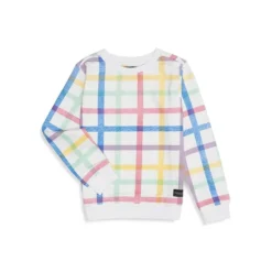 Girl's Multicolour Plaid Knit Top