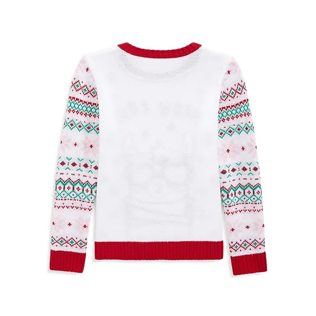 Little Girl's Cool Llama Jacquard Sweater 2 Little Girl's Cool Llama Jacquard Sweater - Image 2