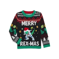Boy's Merry Rex-Mas Holiday Intarsia Sweater