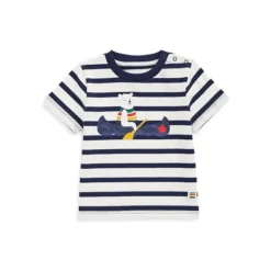 Baby's Organic Cotton Striped Teddy Bear T-Shirt