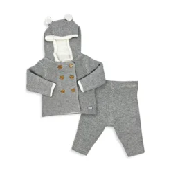 Baby's Knit Wear 2-Piece Hooded Jacket & Pant Set