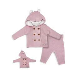 Baby Girl's Knit Wear 2-Piece Hooded Jacket & Pant Set