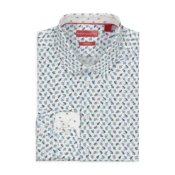 Boy's Aeroplane-Print 4-Way Stretch Dress Shirt