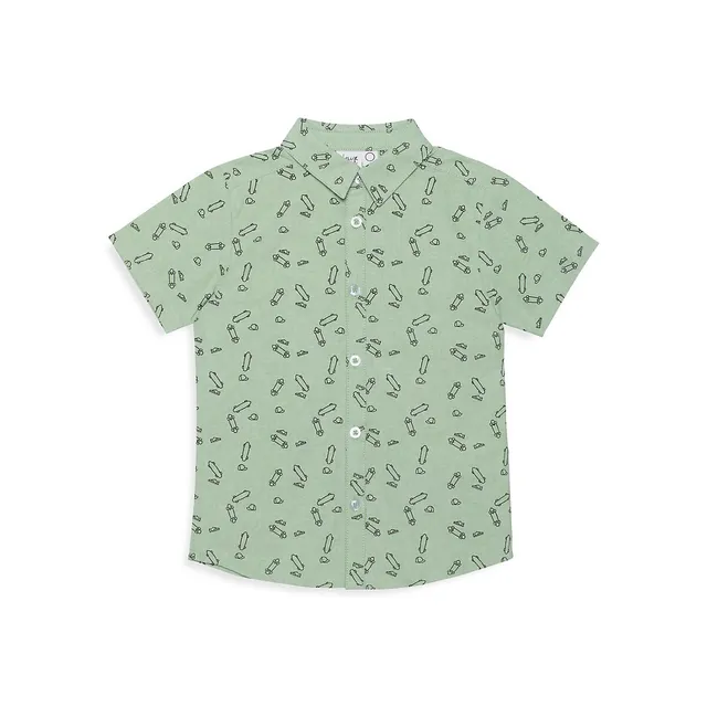 Boy's B.O.Y.S. Skateboard-Print Shirt 1 Boy's B.O.Y.S. Skateboard-Print Shirt