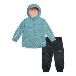 Girl's 2-Piece Mini Floral-Print Waterproof Jacket & Pants Set