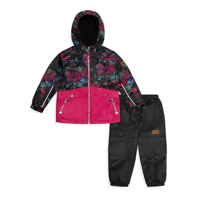 Girl's 2-Piece Butterfly Floral-Print Waterproof Jacket & Pants Set 1 Girl's 2-Piece Butterfly Floral-Print Waterproof Jacket & Pants Set