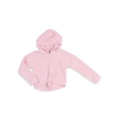 Girl's Boucle-Knit Tie-Front Hoodie