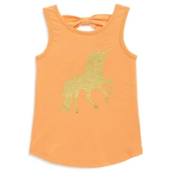 Little Girl's Metallic Unicorn Bow-Back Tank Top