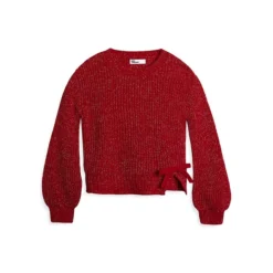 Little Girl's Metallic Bow Shaker Knit Sweater