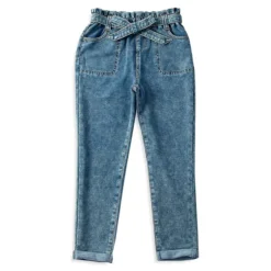 Girl's Paper Bag Waist Mom Jeans