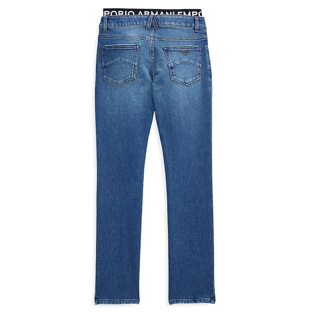 Emporio Armani Boy's Logo-Waist Five-Pocket Jeans 2 Emporio Armani Boy's Logo-Waist Five-Pocket Jeans - Image 2