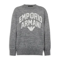 Emporio Armani Little Boy's Oversized Intarsia Logo Crewneck Sweater