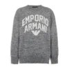 Emporio Armani Boy's Oversized Intarsia Logo Crewneck Sweater