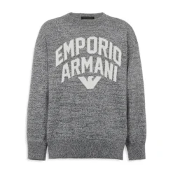 Emporio Armani Boy's Oversized Intarsia Logo Crewneck Sweater