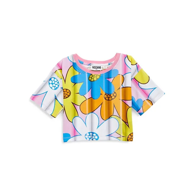 MOSCHINO Little Girl's Maxi Flower-Print T-Shirt 1 MOSCHINO Little Girl's Maxi Flower-Print T-Shirt
