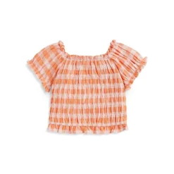 Little Girl's Gingham Shirred Top