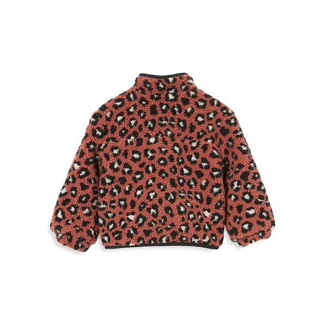 COTTON ON Little Girl's & Halle Leopard-Print Teddy Jacket 2 COTTON ON Little Girl's & Halle Leopard-Print Teddy Jacket - Image 2