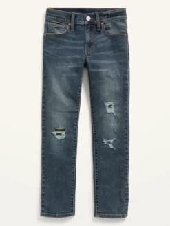 Old Navy Slim 360° Stretch Built-In Flex Max Ripped Camo-Patch Jeans For Boys