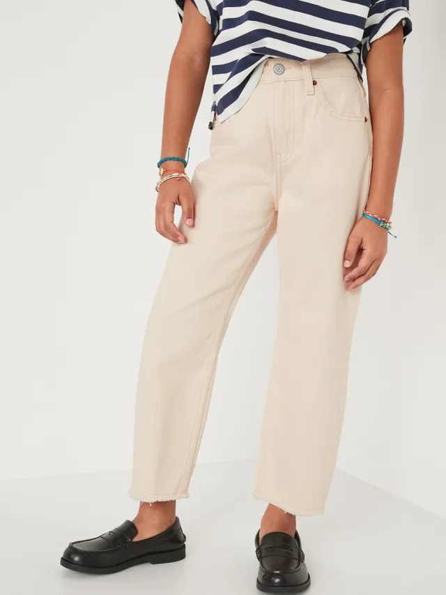 Old Navy High-Waisted Slouchy Straight Frayed-Hem Jeans For Girls 3 Old Navy High-Waisted Slouchy Straight Frayed-Hem Jeans For Girls - Image 3