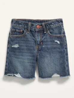 Old Navy Slouchy Straight Ripped Jean Cut-Off Midi Shorts For Toddler Girls