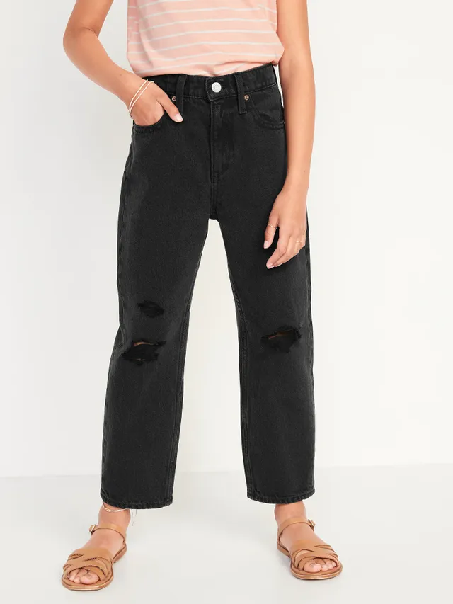 Old Navy High-Waisted Slouchy Straight Black-Wash Jeans For Girls 1 Old Navy High-Waisted Slouchy Straight Black-Wash Jeans For Girls