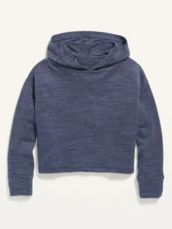 Old Navy Slub-Knit Cropped Pullover Hoodie For Girls