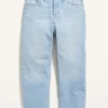 Old Navy High-Waisted Slouchy Straight Frayed-Hem Non-Stretch Jeans For Girls