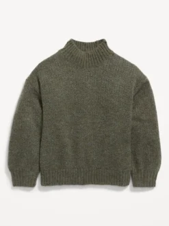 Old Navy Cozy Mock-Neck Shaker-Stitch Cocoon Sweater For Girls