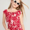 Old Navy Printed Sleeveless Smocked Top For Girls