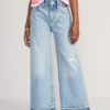 Old Navy High-Waisted Baggy Ripped Wide-Leg Jeans For Girls
