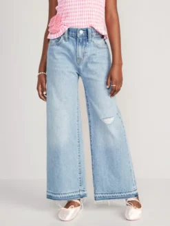 Old Navy High-Waisted Baggy Ripped Wide-Leg Jeans For Girls