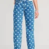 Old Navy High-Waisted Slouchy Straight Floral-Print Jeans For Girls