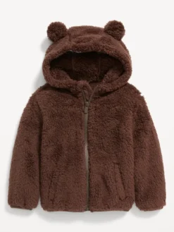 Old Navy Unisex Sherpa Critter Zip-Front Hooded Jacket For Baby
