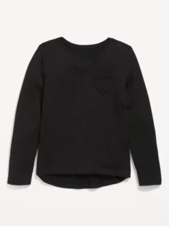 Old Navy Softest Long-Sleeve Heart-Pocket T-Shirt For Girls