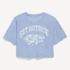 Old Navy Breathe ON Short-Sleeve Cropped Slub-Knit Performance T-Shirt For Girls