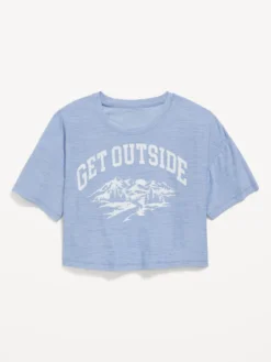 Old Navy Breathe ON Short-Sleeve Cropped Slub-Knit Performance T-Shirt For Girls