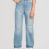 Old Navy High-Waisted Slouchy Straight Ripped Jeans For Girls