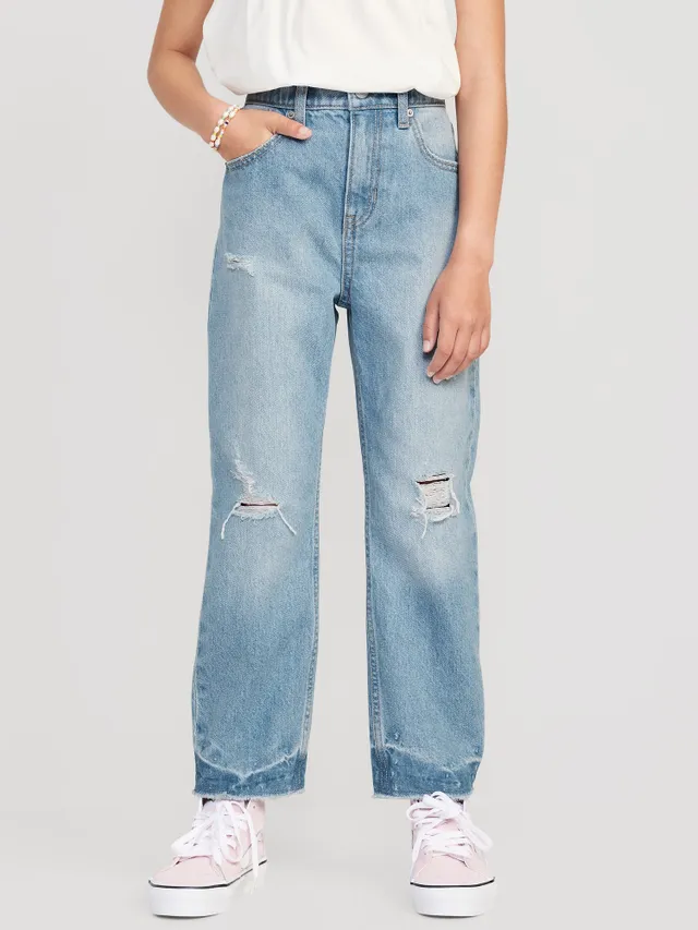 Old Navy High-Waisted Slouchy Straight Ripped Jeans For Girls 1 Old Navy High-Waisted Slouchy Straight Ripped Jeans For Girls