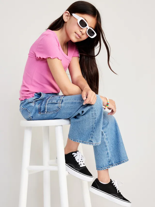 Old Navy High-Waisted Baggy Wide-Leg Cargo Jeans For Girls 3 Old Navy High-Waisted Baggy Wide-Leg Cargo Jeans For Girls - Image 3