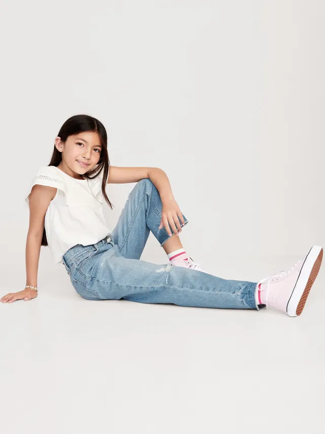 Old Navy High-Waisted Slouchy Straight Ripped Jeans For Girls 3 Old Navy High-Waisted Slouchy Straight Ripped Jeans For Girls - Image 3