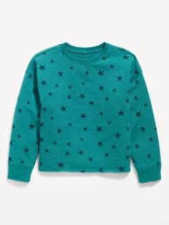 Old Navy Vintage Printed Slouchy Crew-Neck Sweatshirt For Girls