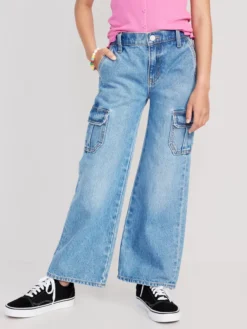 Old Navy High-Waisted Baggy Wide-Leg Cargo Jeans For Girls